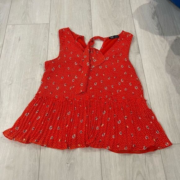 Zara trf collection pleated peplum shirt ORANGE WHITE size L - Picture 1 of 7